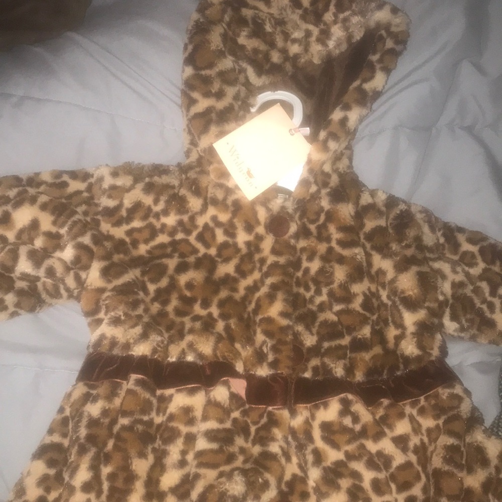 Wigedon Faux fur leopard formal Lined coat  GIRLS